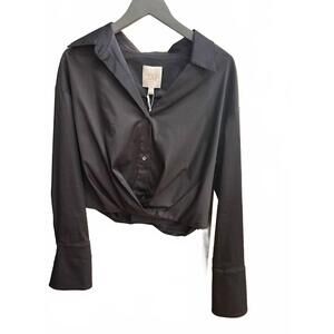 NEW TWP women's pleated little joe shirt in black